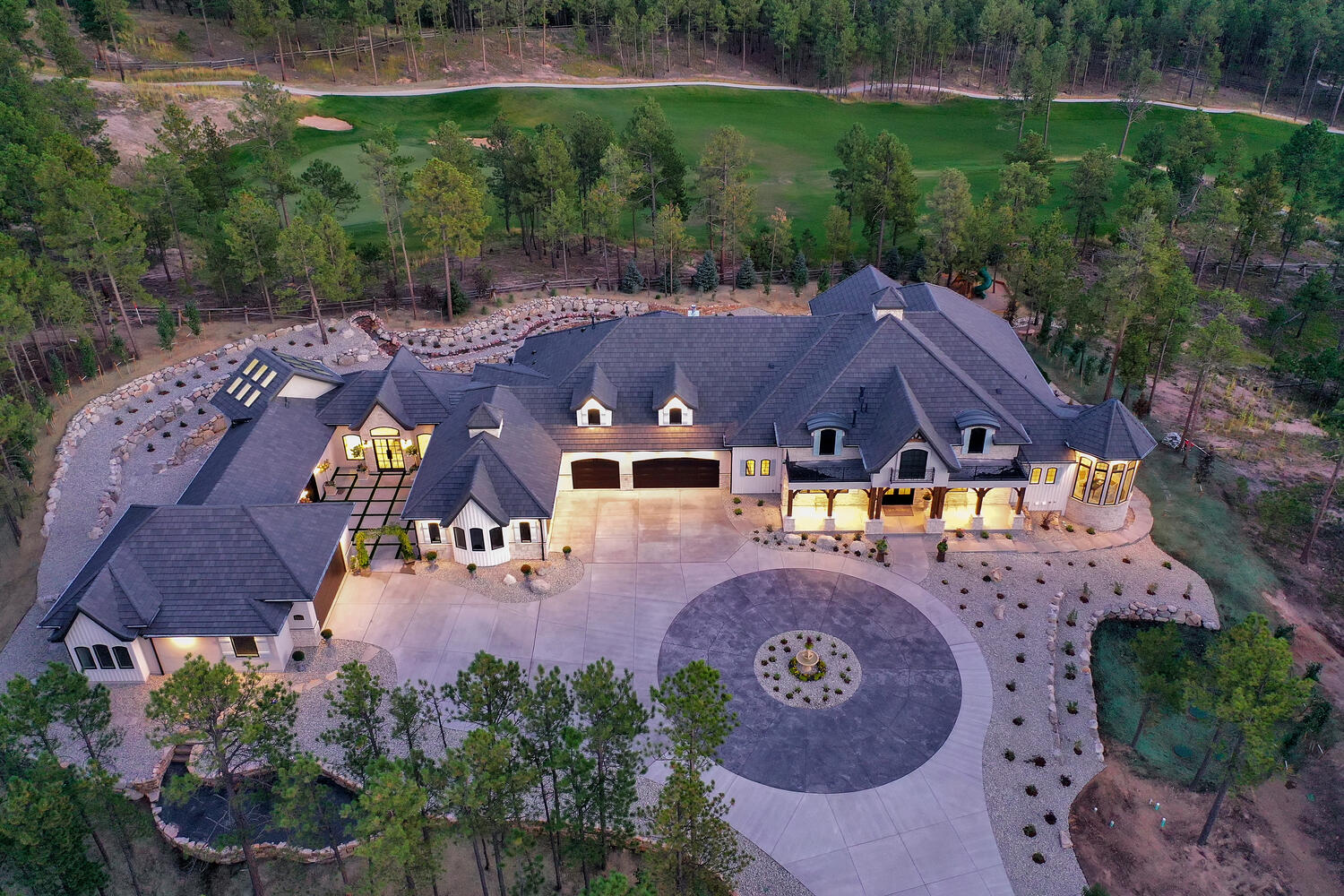 Exterior drone view of Villagree Luxury Homes from the 2021 Parade of Homes