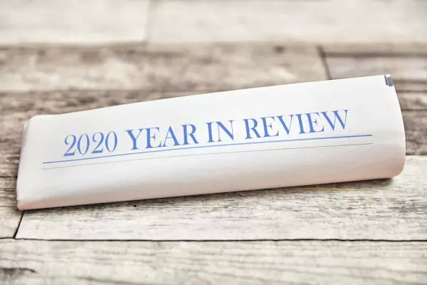 Newspaper with Headline that says "2020 Year in Review."